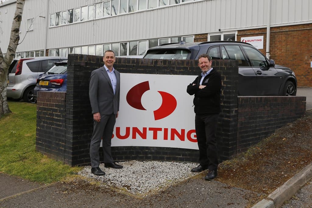 Simon Ayling and Paul Fears outside Bunting's Berkhamsted manufacturing facility