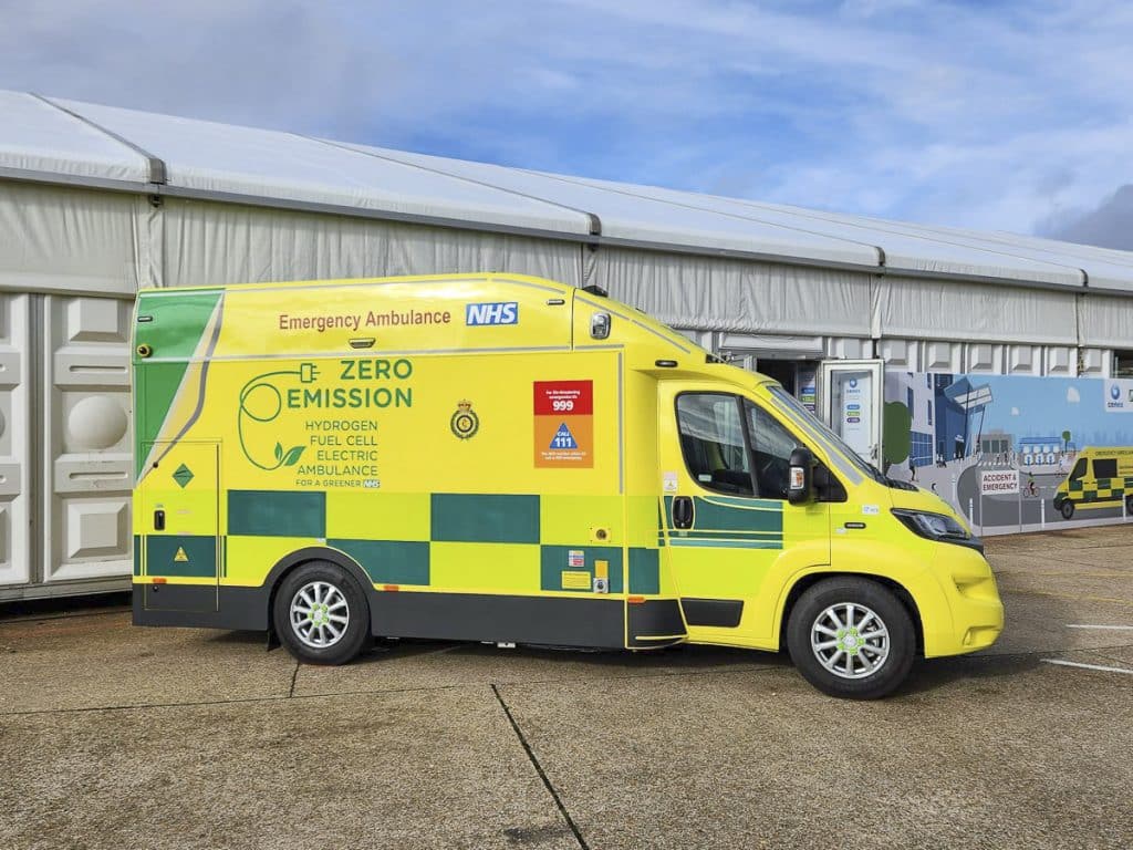 A zero emission ambulance vehicle